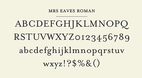 Type specimen for mrs eaves